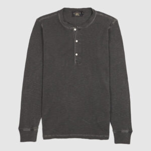 Double RL Long Sleeve Waffle Henley Shirt - black