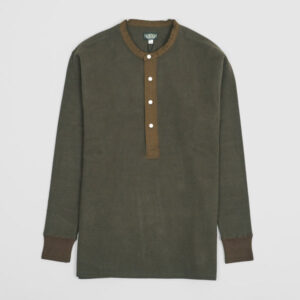 Black Sign Amish Henley Long Sleeve T-Shirt - dark green