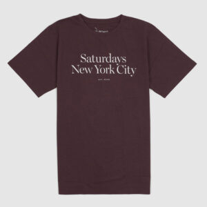 Saturdays NYC Printed Crew Neck Short Sleeve T-Shirt - burgundy