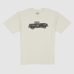 Double RL Graphic Truck Crew Neck T-Shirt - beige