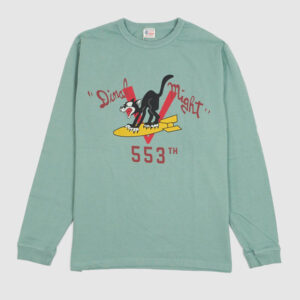 Buzz Rickson's Long Sleeve Dinah-Might Cat T-Shirt - sage