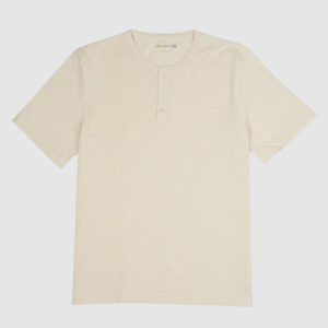 Merz b.Schwanen Loop Wheeler Short Sleeve Henley T-Shirt Nature - ecru