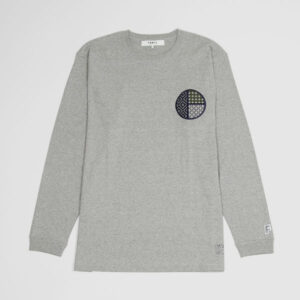 FDMTL Long Sleeve Sashiko Circle Chest T-Shirts - gray