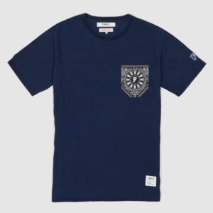 FDMTL Short Sleeve Paisley Bandana Pocket Crew Neck T-Shirt - indigo