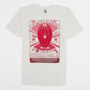 Led Zeppelin US Tour 1973 Crew Neck Rock T-Shirt - white